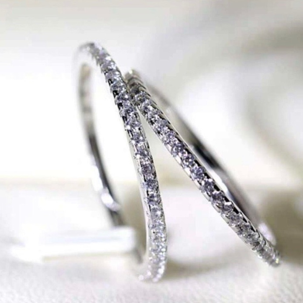 NEW 925 STERLING SILVER DIAMOND ETERNITY BAND RING - Picture 3 of 7
